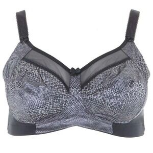 Goddess Black Gray Satin Unpadded Wireless Adjustable Strap Bra Size 48G‎
